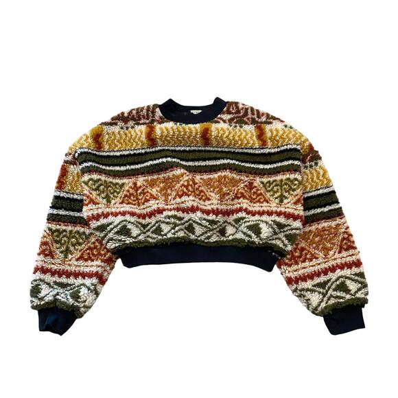Etro Felpa Cropped Fair Fleece Sweater Women's 40 US 4 Small